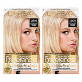 L'Oréal Paris Superior Preference extra-light natural blonde box showcasing the at-home color kit and shine promise.
