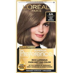 L'Oreal Paris Superior Preference Light Ash Brown 6A bottle for precise color application