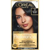 L’Oréal Paris Superior Preference Natural Black 2 color gel applied for vibrant, fade-defying coverage