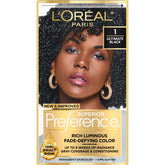 L'Oreal Paris Superior Preference Ultimate Black 1 color gel for precise, long-lasting shade.