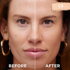 Close-up of micro-fine texture from True Match powder for smooth skin.