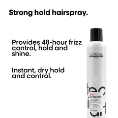 L’Oréal Professionnel Paris Fix Extreme Lacquer packaging variation still conveys premium hold.