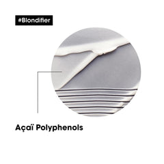 Close-up of L'Oréal Professionnel Blondifier Conditioner texture enhancing shine.