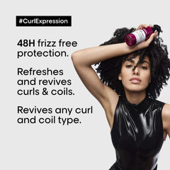 L’Oréal Professionnel Paris Curls Reviver spray being applied delivers frizz control