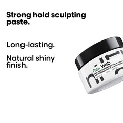 Dry-hair usage to create structured, textured looks with elastic hold.