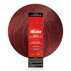 L'OREAL TECHNIQUE HiColor Reds pack shot shows vibrant red color with long-lasting fade resistance.