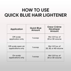 Loreal Technique Quick Blue lightener with developer bottle nearby for on-scalp use.