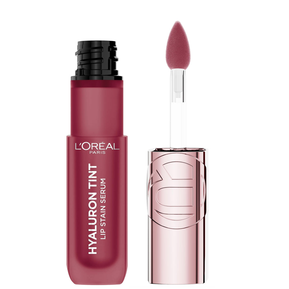L'Oréal Paris Hyaluron Tint Lip Stain Serum con aplicador amplio para color uniforme e hidratación.