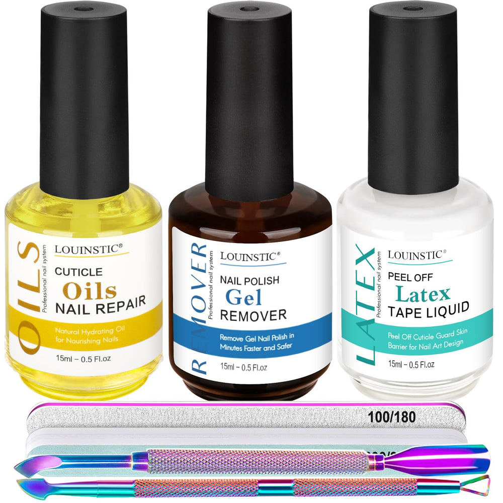 Louinstic quita esmalte gel, botella removedor para uso doméstico rápido.