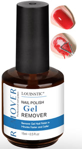 LOUINSTIC Gel Remover, botella 15 ml en primer plano, fácil manejo.