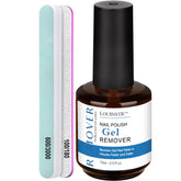 LOUINSTIC remover kit box shows contents for convenient at-home gel nail removal.