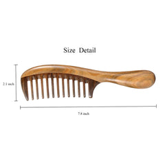 Louise Maelys sandalwood wide-tooth comb detangles curly hair with minimal pull.