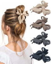 Lourny bow hair clip in black with secure hold for thick hair