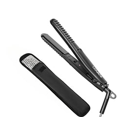 LOVANI mini flat iron front view ideal for on-the-go styling and quick heat-ready performance.