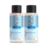 Botella Love Beauty And Planet Champú Volumen Coco Mimosa para cabello fino.