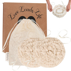 Love Leads Life Poofah bamboo washcloth close-up for gentle cleansing