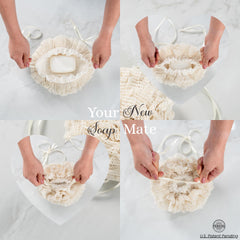 Love Leads Life integrated soap pouch in action extends soap life
