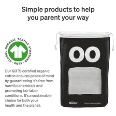 Love Noobs organic cotton pad—100% organic and chlorine-free for clean, gentle use.