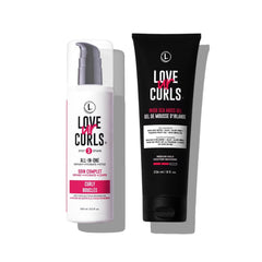 Love Ur Curls All-in-One Cream bottle pour for defined, hydrated curls.