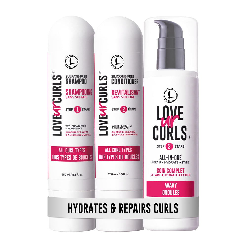 Love Ur Curls Gentle Shampoo bottle showing hydrating formula for defined waves