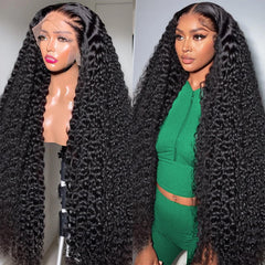 Lovelyworld Deep Wave Lace Front Wig close-up showing soft texture and natural shine