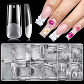 LoveOurHome 360pc long square nail tips in clear for durable gel extensions.