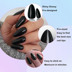 LoveOurHome almond press-on nails 12 sizes tray shows fit across nail beds.