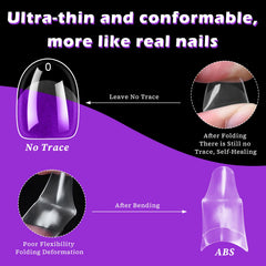 LoveOurHome clear short oval nails demonstrate no trace after proper application.