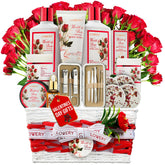 LOVERY Red Rose Spa Kit gift basket with rose accents for gifting