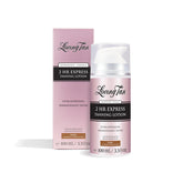 Loving Tan 2 Hr Express Self Tanning Lotion bottle highlights hydrating formula for a natural glow.