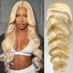 Loyom 613 28-inch lace front wig close-up showing transparent lace and natural part