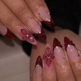 LPOODDNU red French tip almond nails for chic at-home manicures