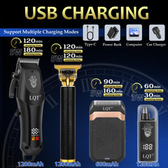 LQT beard trimmer with a T-shaped guide for clean edge definition.