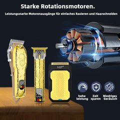 LQT clipper with four guide combs for versatile styling lengths.