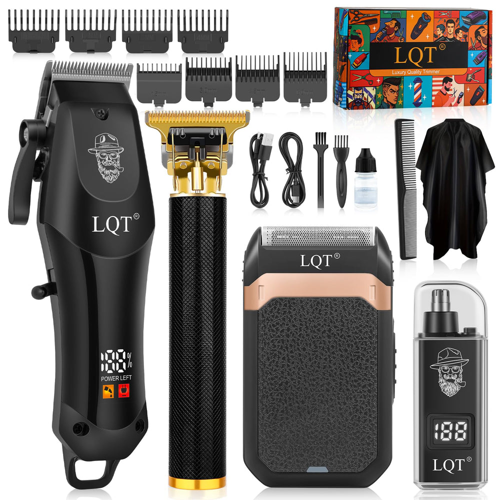 LQT hair clipper with LED display for precise home styling and battery awareness.
