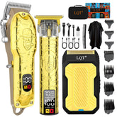 LQT professional hair clipper set with gold finish for premium styling.