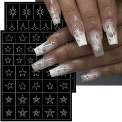 LRKNNO estencil de uñas con estrellas para estilos brillantes