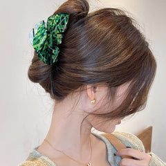LSVOZ pinza de pelo hoja verde, diseño francés para estilos rápidos y resistentes.