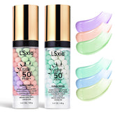 LSxia 3-in-1 primer packaging highlights an all-in-one base, moisturizer, and SPF protection.