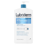 Lubriderm, loción diaria hidratante, botella con dosificador para hidratación de larga duración.
