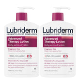 Lubriderm Terapia Avanzada loción sin fragancia en botella de 16 oz para piel sensible.