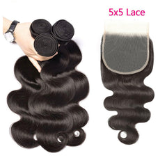 LUCASHA Brazilian body wave 20-inch bundle with closure for seamless length