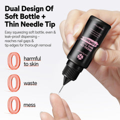 Luckyfairy Extended-tip design demonstrates precise control to reach nail gaps.