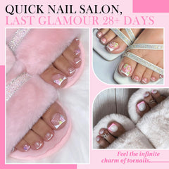 Luckyfairy French-style toe tips application demonstrates precise fit for salon-like results.