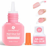 Luckyfairy gel nail glue with no UV lamp for fast press-on nails and easy use.