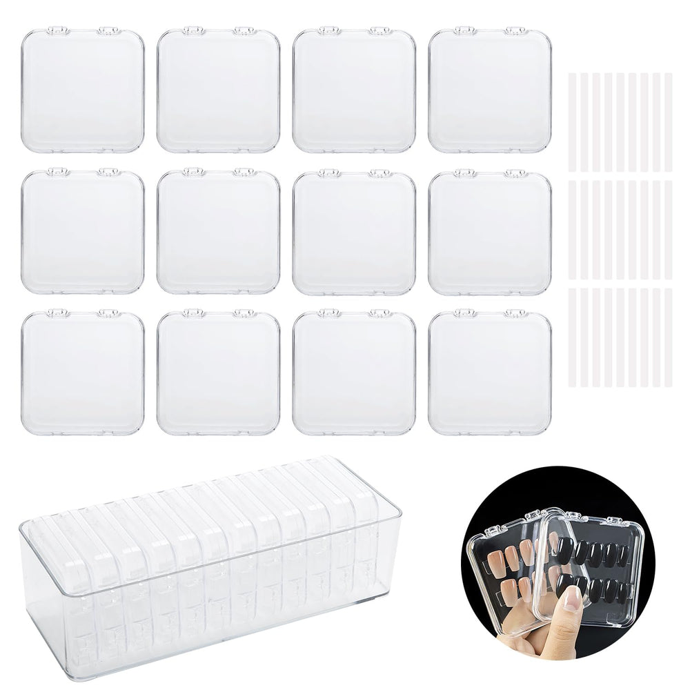 LUCKJUJU 12-piece nail storage box clearly displays nails for quick selection.