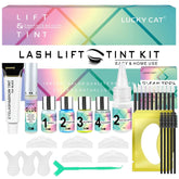 LUCKY CAT lash lift kit packaging showing 4-in-1 contents for home use