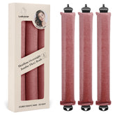 Luckybear heatless hair curlers dark pink satin close-up for gentle overnight curls.