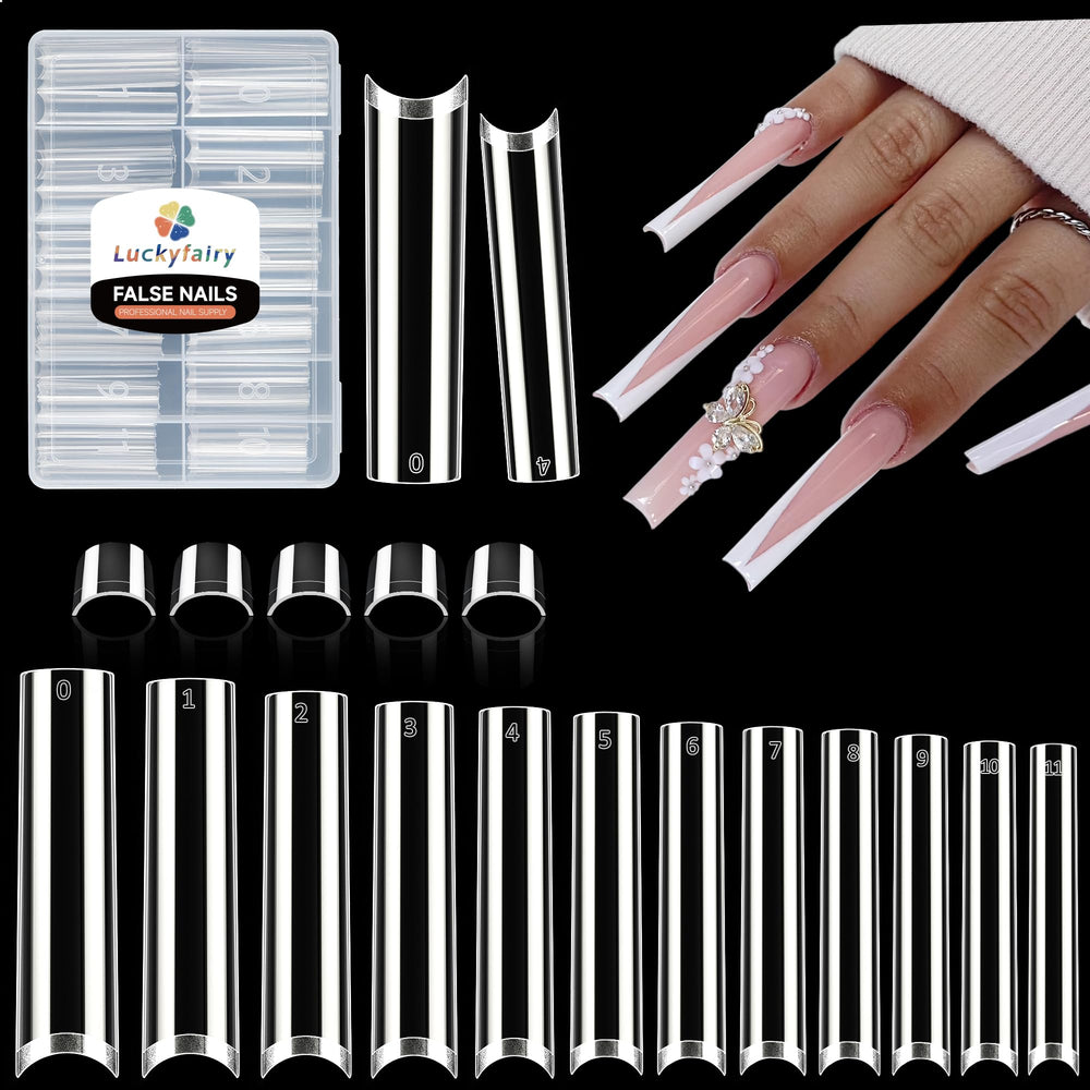 Luckyfairy 3XL square nail tips packaging front shows ready-for-use extensions.