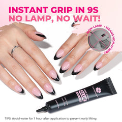 Luckyfairy 4in1 semi-solid nail glue for versatile nail tips and art.